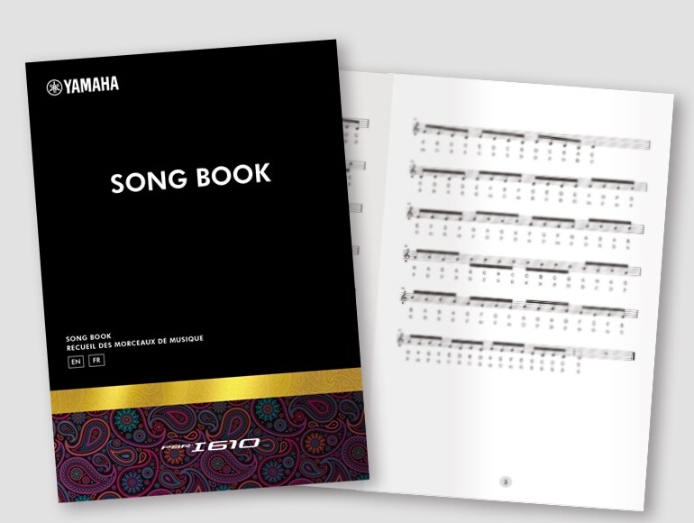 An image of the song book available for download from the Yamaha website