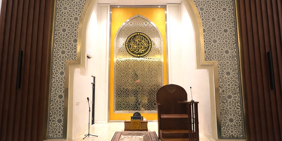Interior view of the Baiturrahmi Islamic Centre mosque.